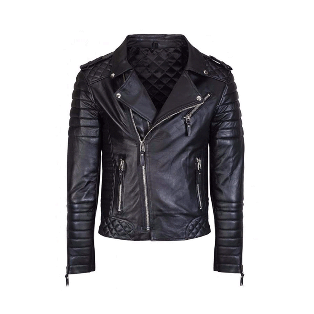 Biker Style Cow-hide Fashion Leather Jacket