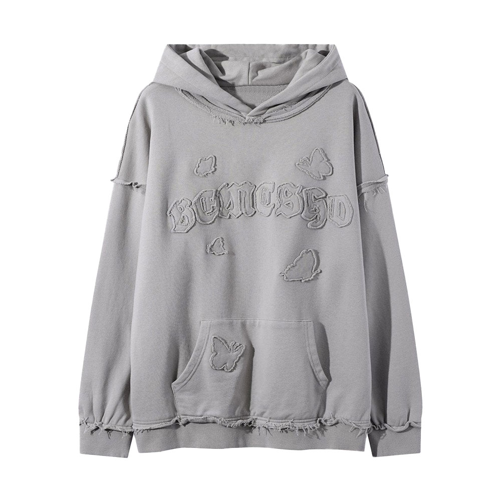 Distressed Applique Embroidery Hoodie