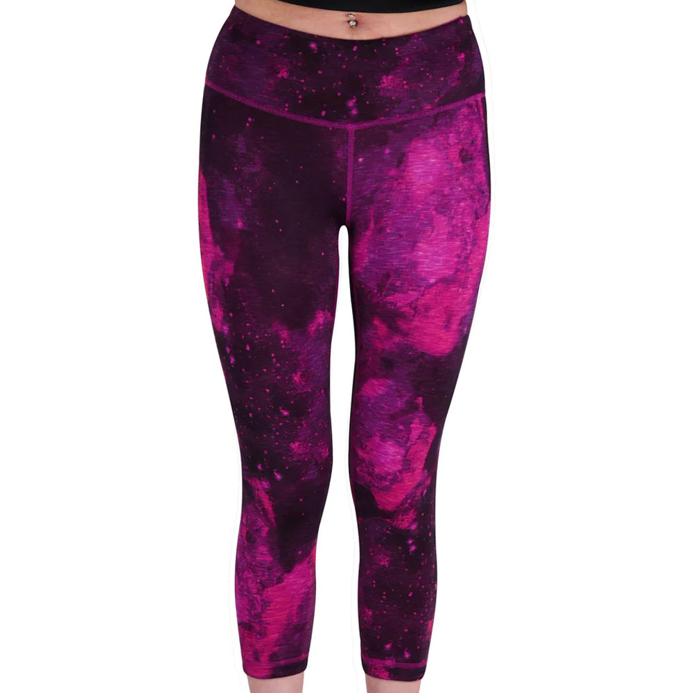 Reversible Graphic Women's Capri Running Tights - Pink