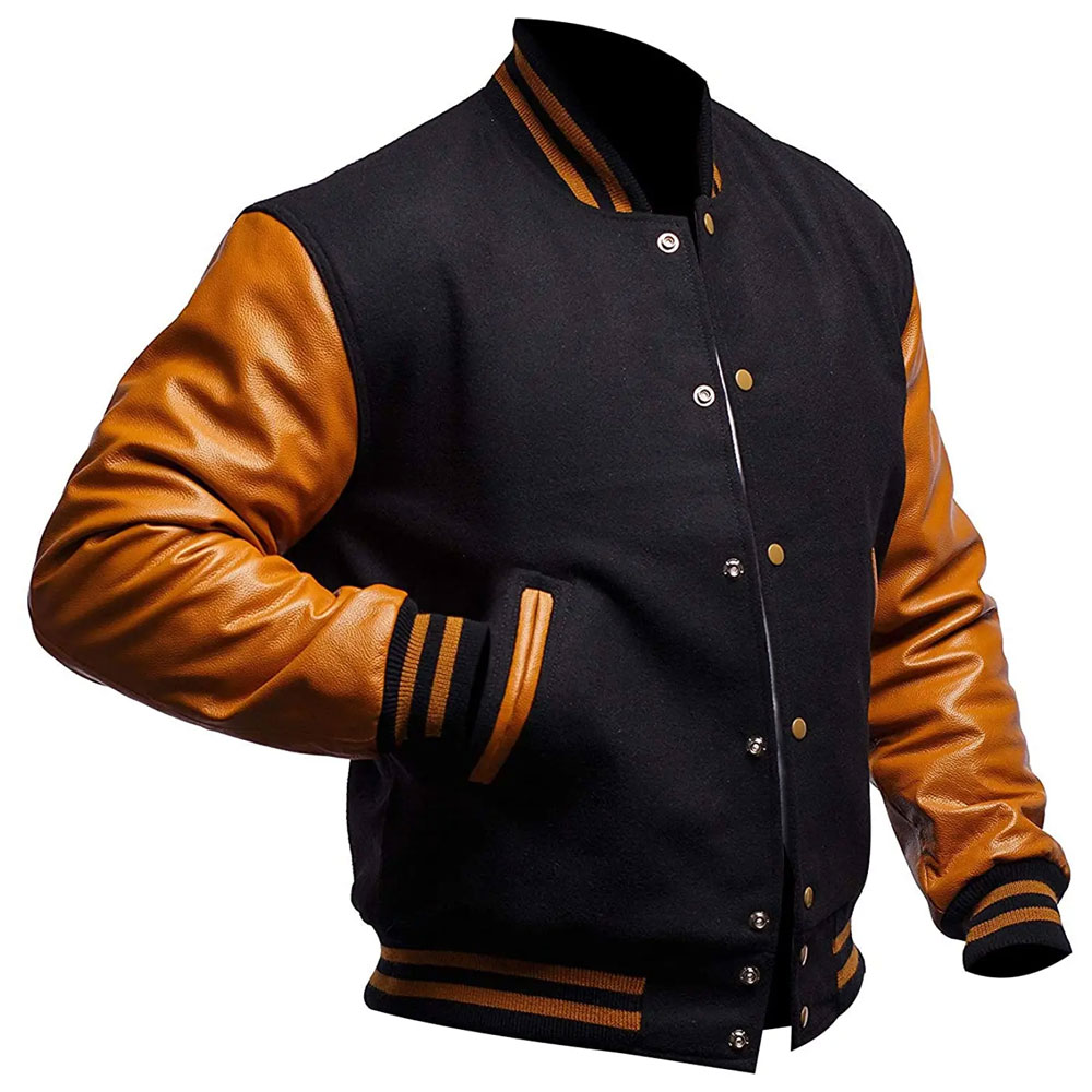 Men's Black And Gold Varsity Jacket
