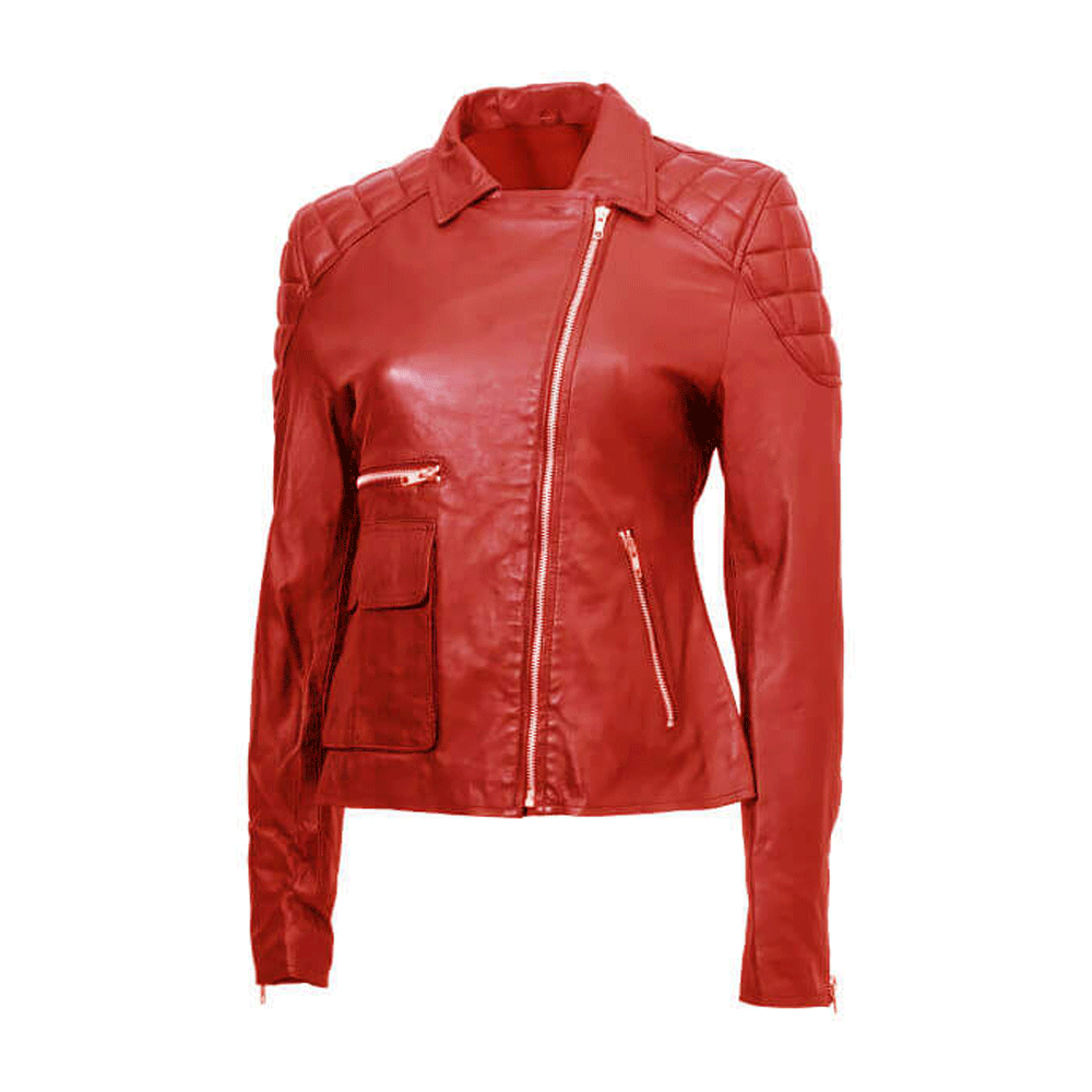 Women’s Red Stylish Leather Jacket